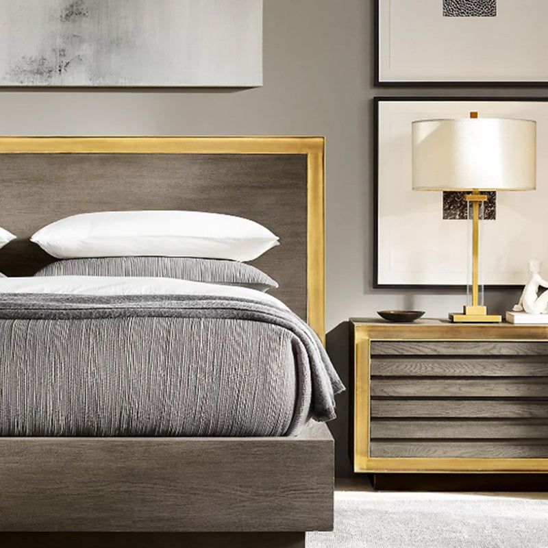 Lampe de table moderne de luxe en cuivre avec abat-jour en tissu à 1 lumière pour salon 