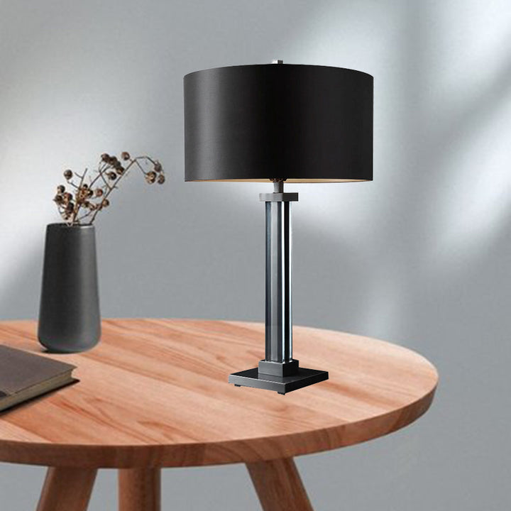 Lampe de table moderne de luxe en cuivre avec abat-jour en tissu à 1 lumière pour salon 