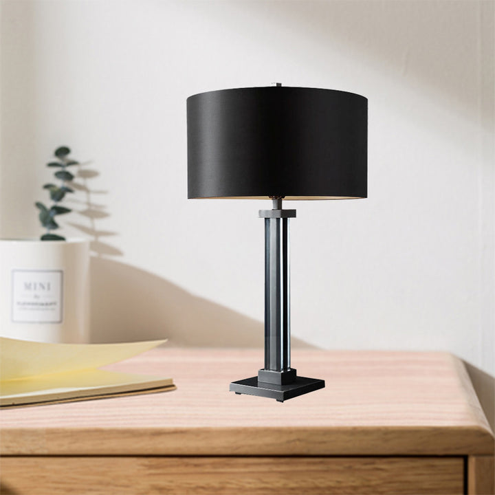 Lampe de table moderne de luxe en cuivre avec abat-jour en tissu à 1 lumière pour salon 