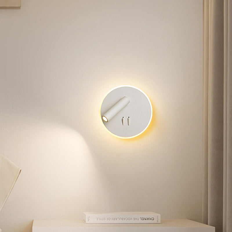 Lámpara Aplique de Pared LED Redonda de Hierro y PVC Minimalista Moderna para Sala de Estar 