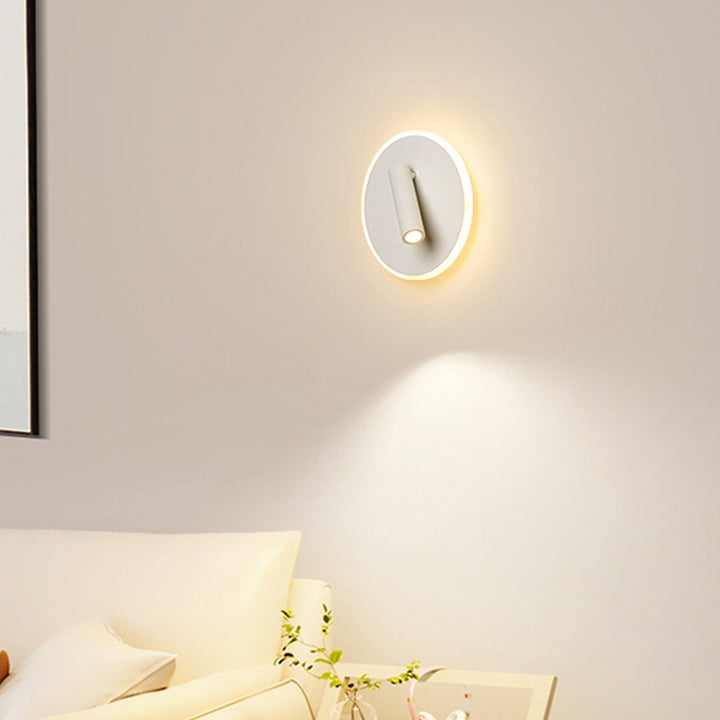 Lámpara Aplique de Pared LED Redonda de Hierro y PVC Minimalista Moderna para Sala de Estar 