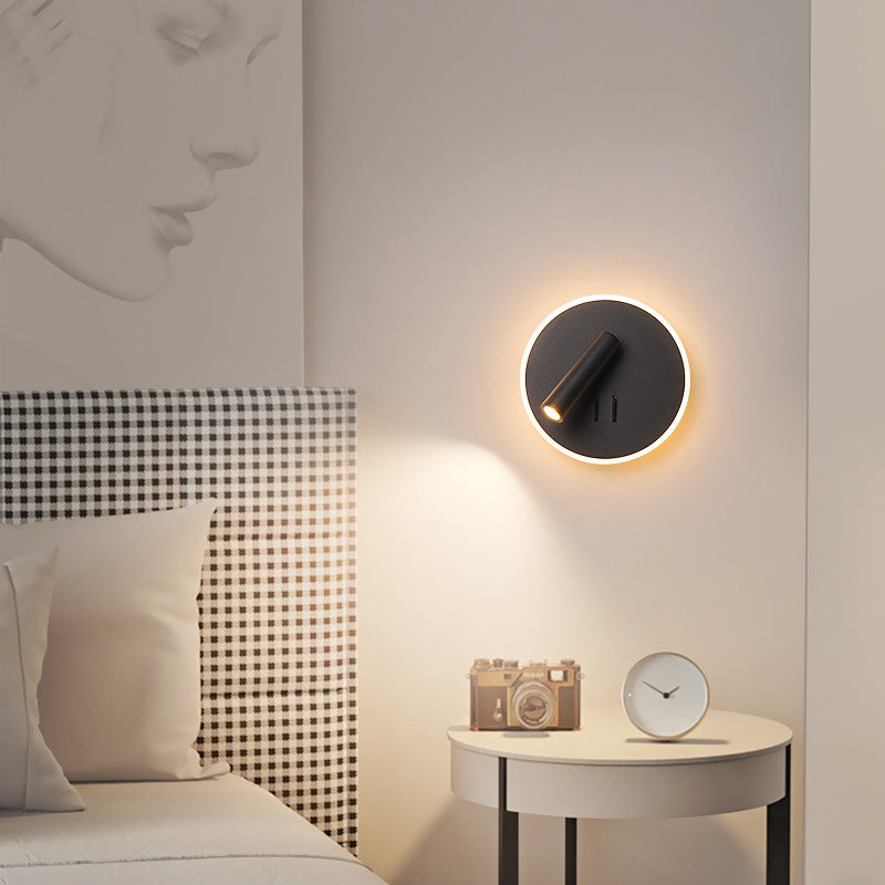 Lámpara Aplique de Pared LED Redonda de Hierro y PVC Minimalista Moderna para Sala de Estar 
