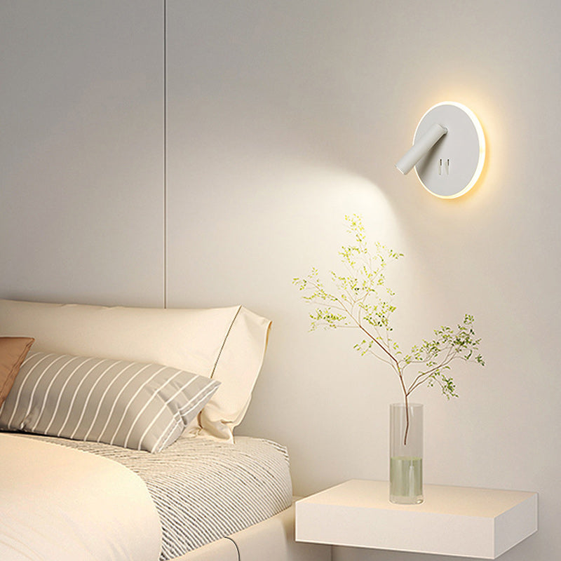 Lámpara Aplique de Pared LED Redonda de Hierro y PVC Minimalista Moderna para Sala de Estar 