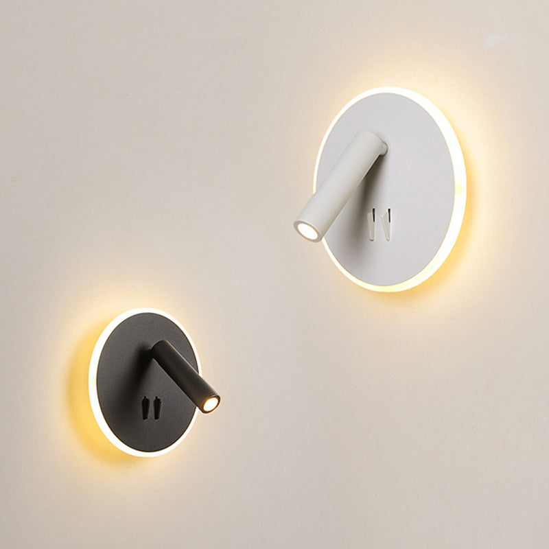 Lámpara Aplique de Pared LED Redonda de Hierro y PVC Minimalista Moderna para Sala de Estar 