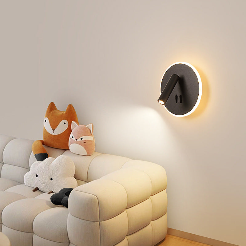Lámpara Aplique de Pared LED Redonda de Hierro y PVC Minimalista Moderna para Sala de Estar 