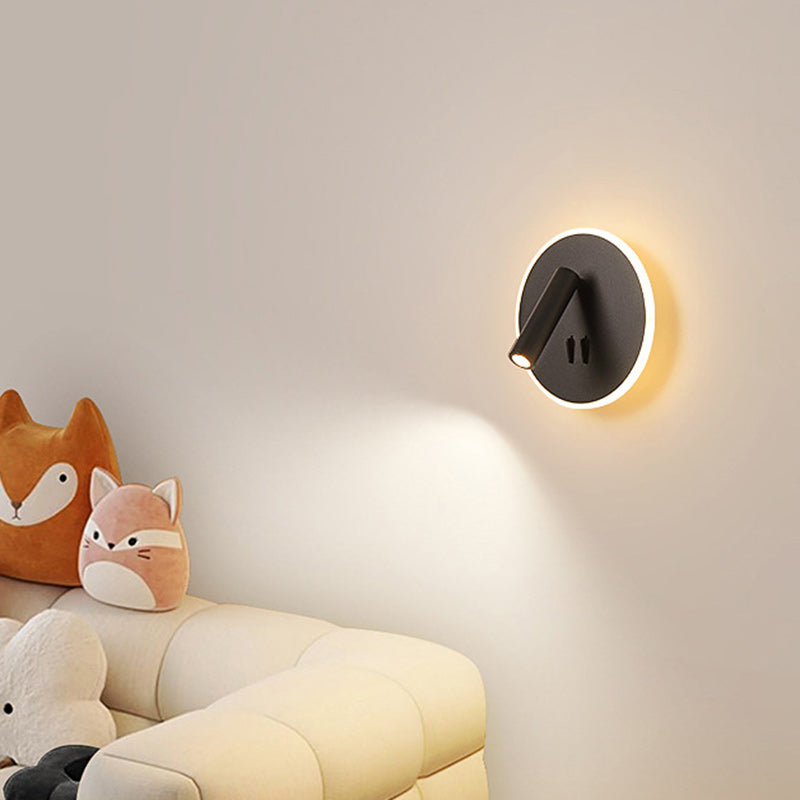 Moderne minimalistische runde Eisen-PVC-LED-Wandleuchte für das Wohnzimmer 