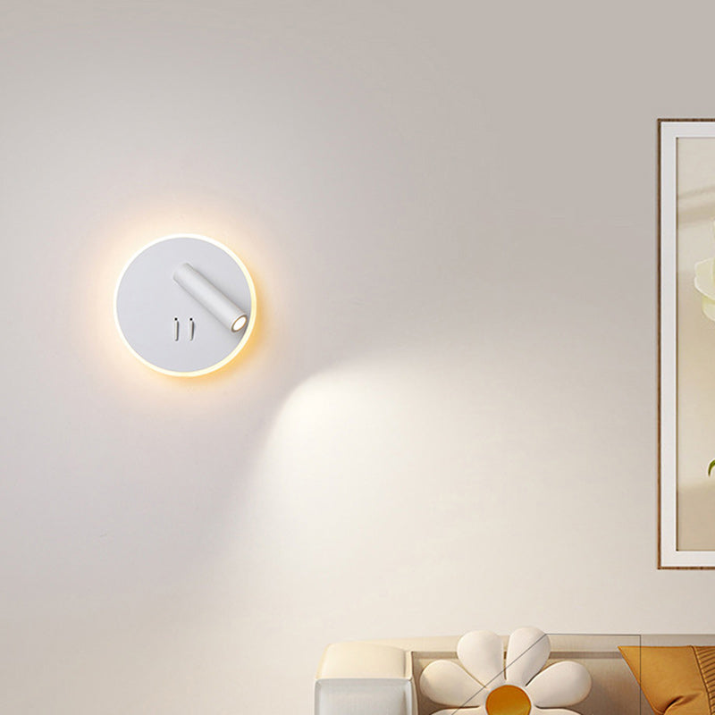 Lámpara Aplique de Pared LED Redonda de Hierro y PVC Minimalista Moderna para Sala de Estar 