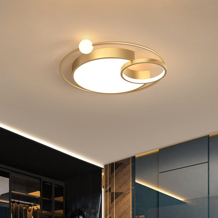 Zeitgenössische skandinavische runde Aluminium-Acryl-LED-Deckenleuchte für das Wohnzimmer 