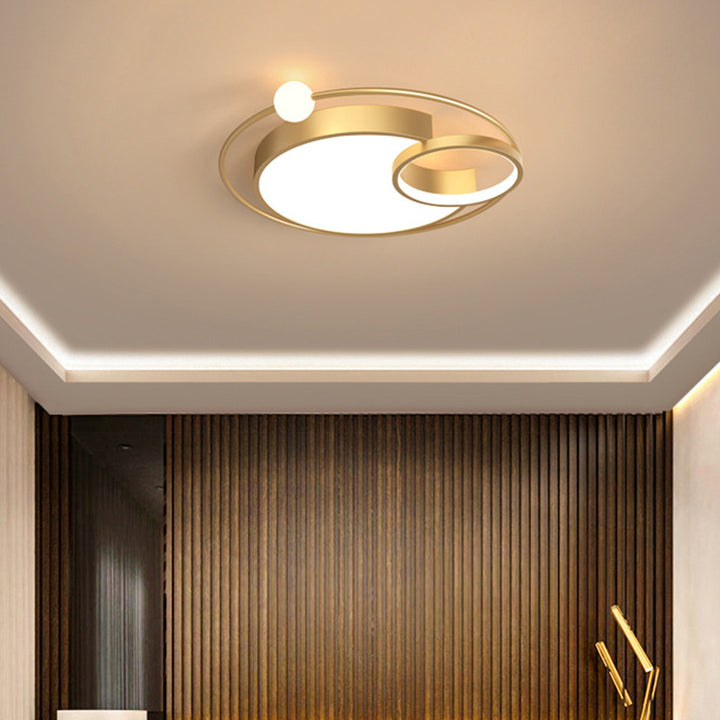 Zeitgenössische skandinavische runde Aluminium-Acryl-LED-Deckenleuchte für das Wohnzimmer 