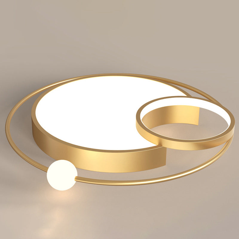 Zeitgenössische skandinavische runde Aluminium-Acryl-LED-Deckenleuchte für das Wohnzimmer 