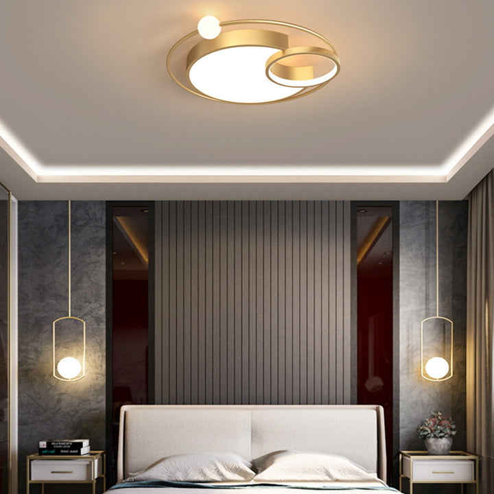 Zeitgenössische skandinavische runde Aluminium-Acryl-LED-Deckenleuchte für das Wohnzimmer 