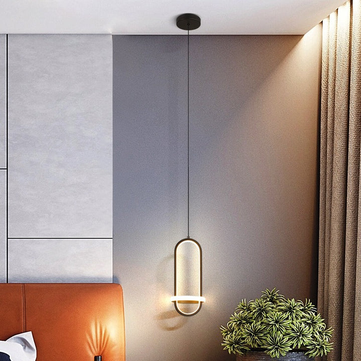Zeitgenössische nordische ovale Aluminium-Eisen-Silikon-LED-Pendelleuchte für das Wohnzimmer 