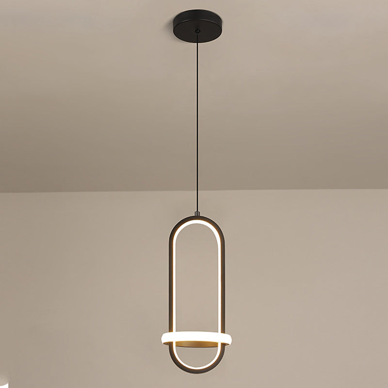Zeitgenössische nordische ovale Aluminium-Eisen-Silikon-LED-Pendelleuchte für das Wohnzimmer 