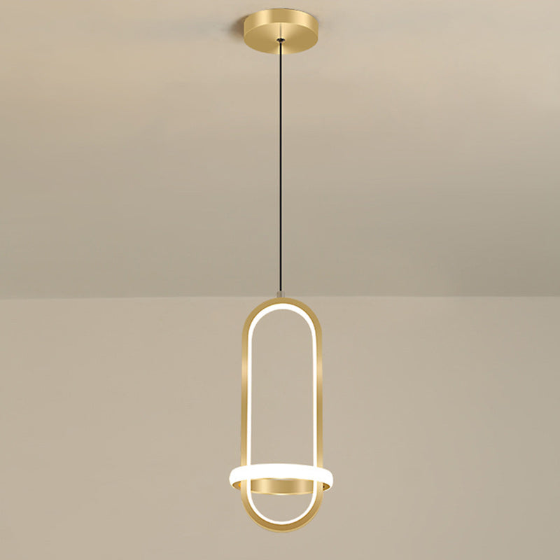 Zeitgenössische nordische ovale Aluminium-Eisen-Silikon-LED-Pendelleuchte für das Wohnzimmer 