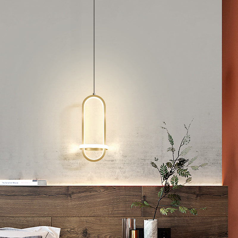 Zeitgenössische nordische ovale Aluminium-Eisen-Silikon-LED-Pendelleuchte für das Wohnzimmer 