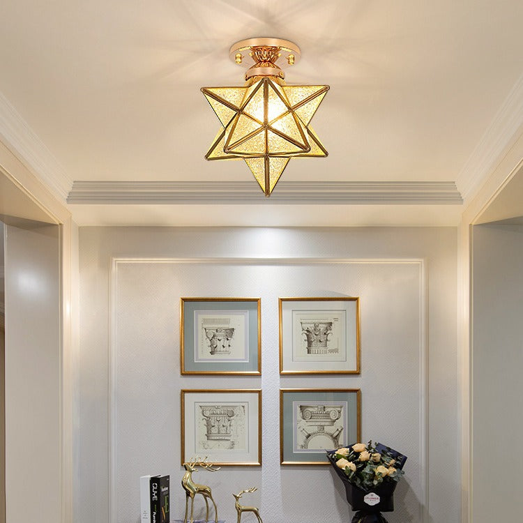 Zeitgenössische kreative Star Iron Kunststoff 1-Licht Semi-Flush Mount Deckenleuchte für Wohnzimmer 