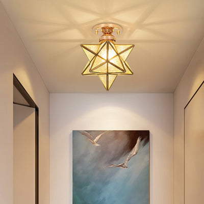Zeitgenössische kreative Star Iron Kunststoff 1-Licht Semi-Flush Mount Deckenleuchte für Wohnzimmer 