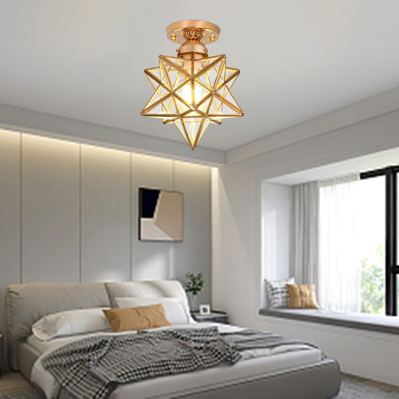 Zeitgenössische kreative Star Iron Kunststoff 1-Licht Semi-Flush Mount Deckenleuchte für Wohnzimmer 