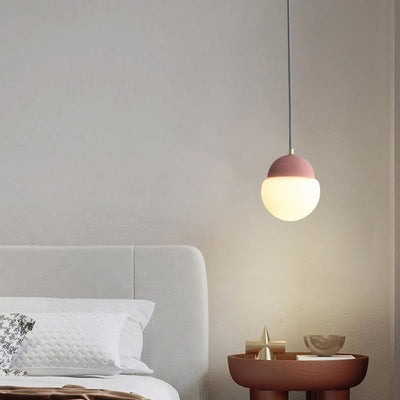 Globe Industriel Contemporain en Ciment et Verre : Suspension Luminaire 1 Lumière pour Salon 