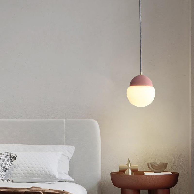 Globe Industriel Contemporain en Ciment et Verre : Suspension Luminaire 1 Lumière pour Salon 