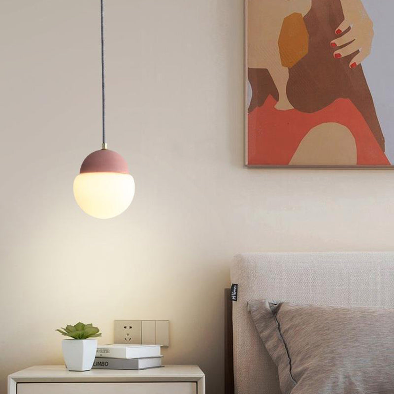 Globe Industriel Contemporain en Ciment et Verre : Suspension Luminaire 1 Lumière pour Salon 
