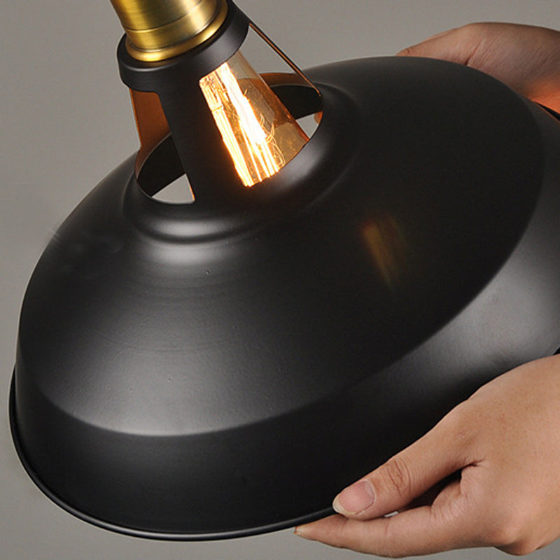 Suspension Luminaire Traditionnelle Rustique Ronde en Fer à 1 Lumière pour Salon 