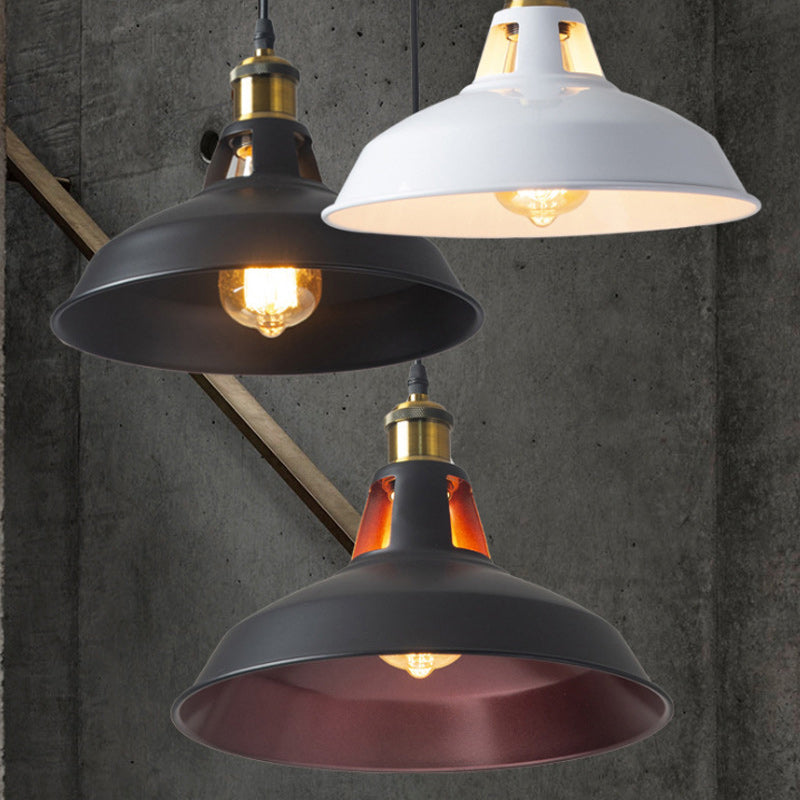 Suspension Luminaire Traditionnelle Rustique Ronde en Fer à 1 Lumière pour Salon 