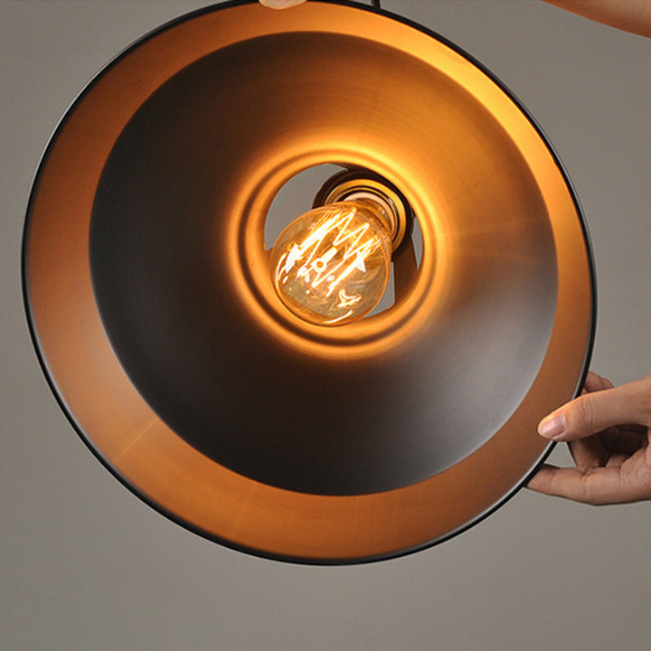 Suspension Luminaire Traditionnelle Rustique Ronde en Fer à 1 Lumière pour Salon 