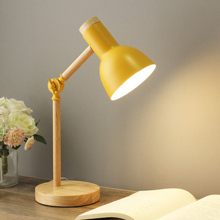 Contemporary Nordic Dome Wood Iron 1-Light Table Lamp For Living Room