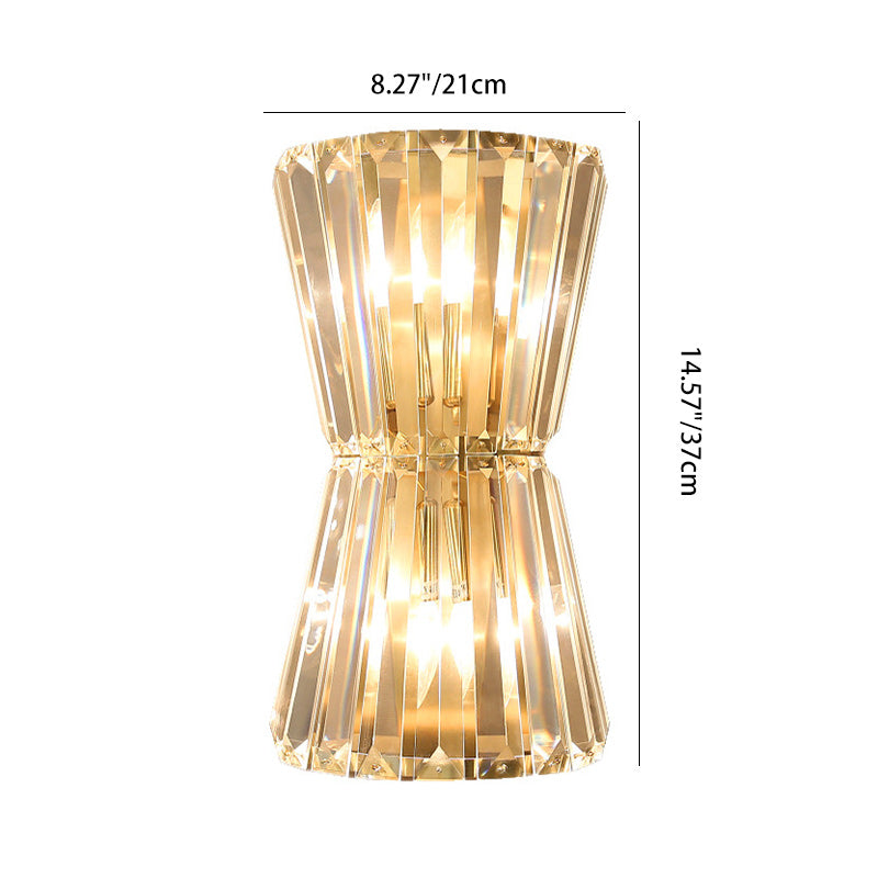 Contemporary Luxury Cylinder Stainless Steel Crystal 2-Light Wall Sconce Lamp For Living Room