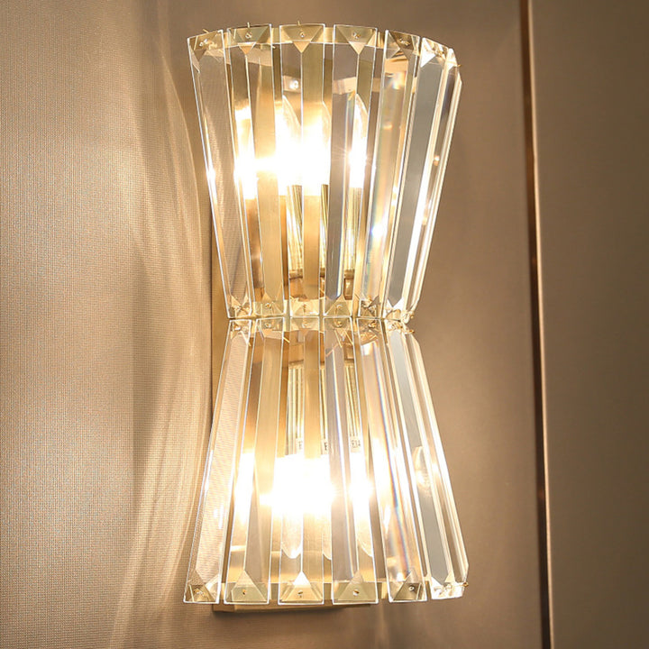 Contemporary Luxury Cylinder Stainless Steel Crystal 2-Light Wall Sconce Lamp For Living Room