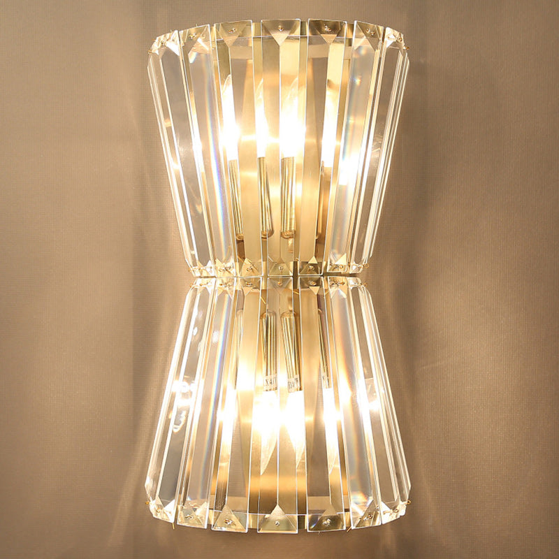 Contemporary Luxury Cylinder Stainless Steel Crystal 2-Light Wall Sconce Lamp For Living Room