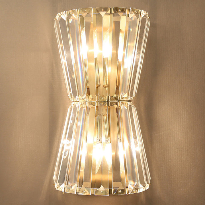 Contemporary Luxury Cylinder Stainless Steel Crystal 2-Light Wall Sconce Lamp For Living Room