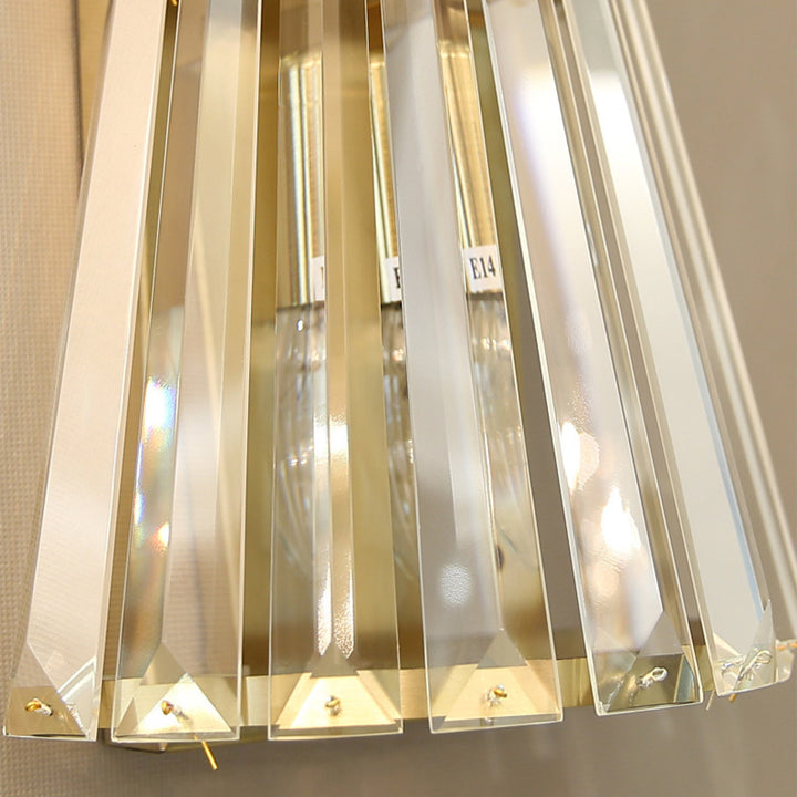 Contemporary Luxury Cylinder Stainless Steel Crystal 2-Light Wall Sconce Lamp For Living Room