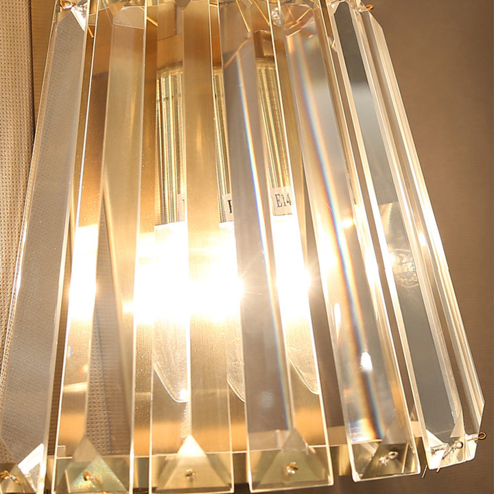 Contemporary Luxury Cylinder Stainless Steel Crystal 2-Light Wall Sconce Lamp For Living Room