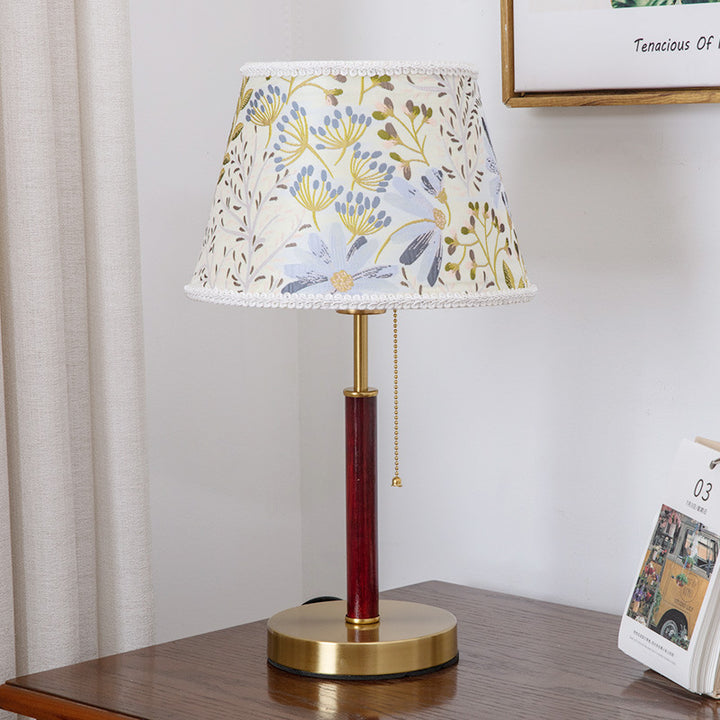 Lampe de table 1 lumière en tissu de fer vintage traditionnel pour salon 