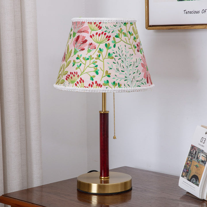 Lampe de table 1 lumière en tissu de fer vintage traditionnel pour salon 