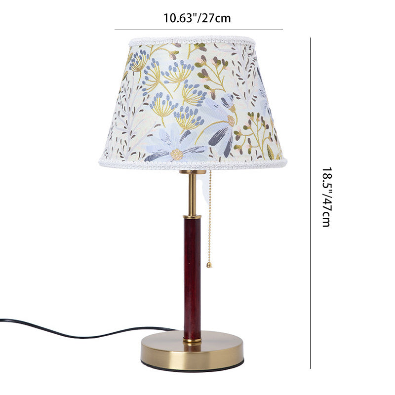 Lampe de table 1 lumière en tissu de fer vintage traditionnel pour salon 