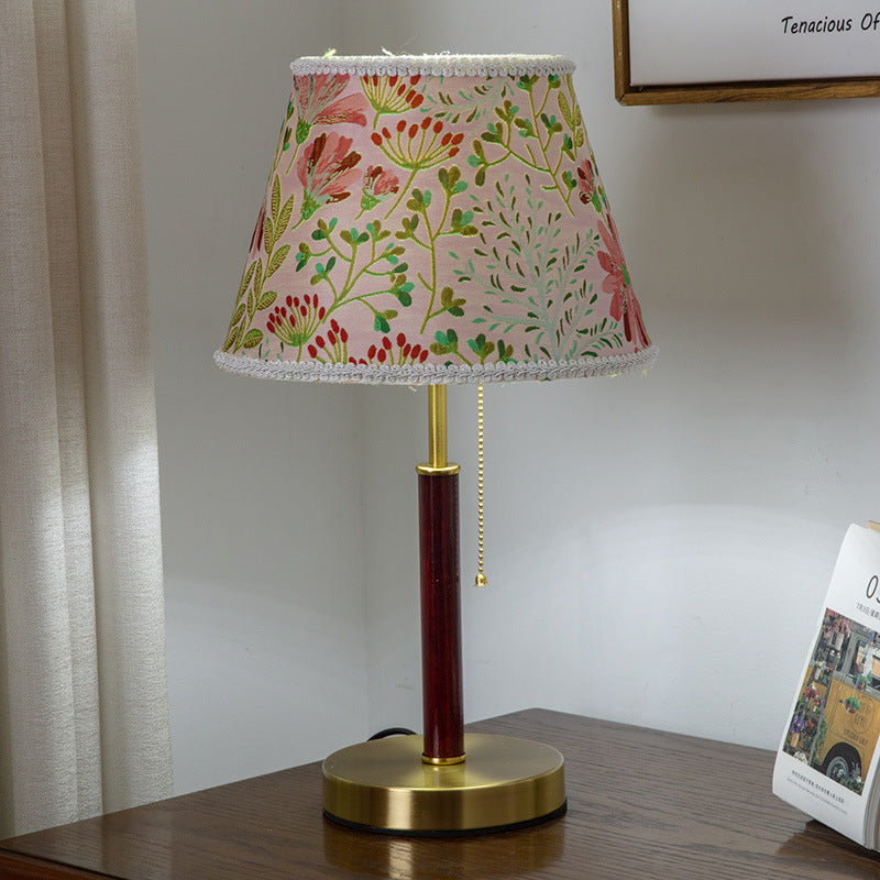 Lampe de table 1 lumière en tissu de fer vintage traditionnel pour salon 
