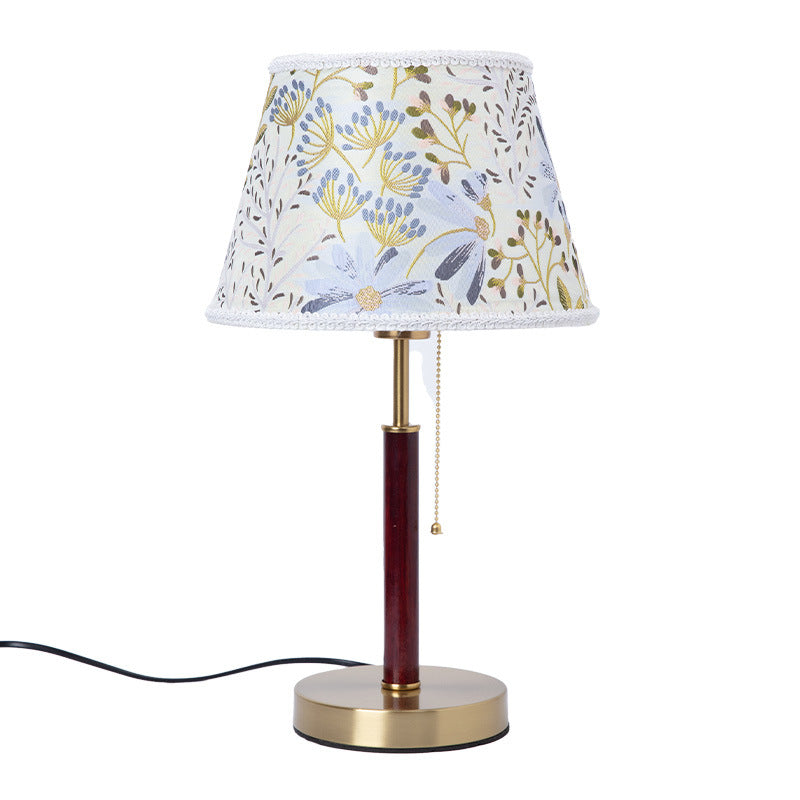 Lampe de table 1 lumière en tissu de fer vintage traditionnel pour salon 