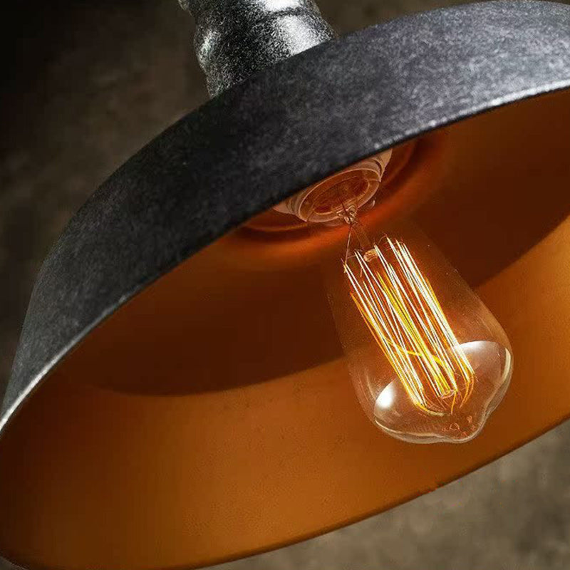 Suspension Contemporaine en Fer Rond Industriel à 1 Lumière pour le Salon 