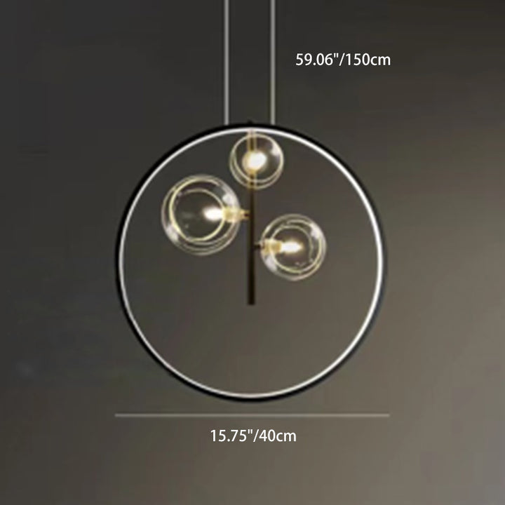Contemporary Nordic Round Iron Glass 1/3/5-Light Pendant Light For Living Room