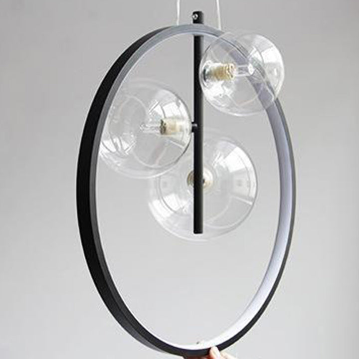 Contemporary Nordic Round Iron Glass 1/3/5-Light Pendant Light For Living Room