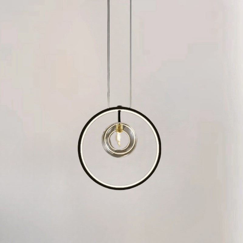 Contemporary Nordic Round Iron Glass 1/3/5-Light Pendant Light For Living Room