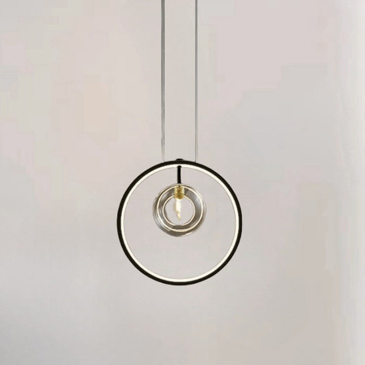 Contemporary Nordic Round Iron Glass 1/3/5-Light Pendant Light For Living Room