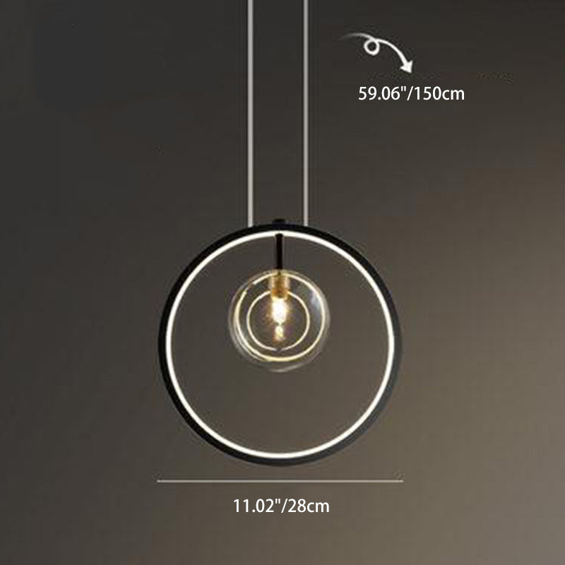 Contemporary Nordic Round Iron Glass 1/3/5-Light Pendant Light For Living Room