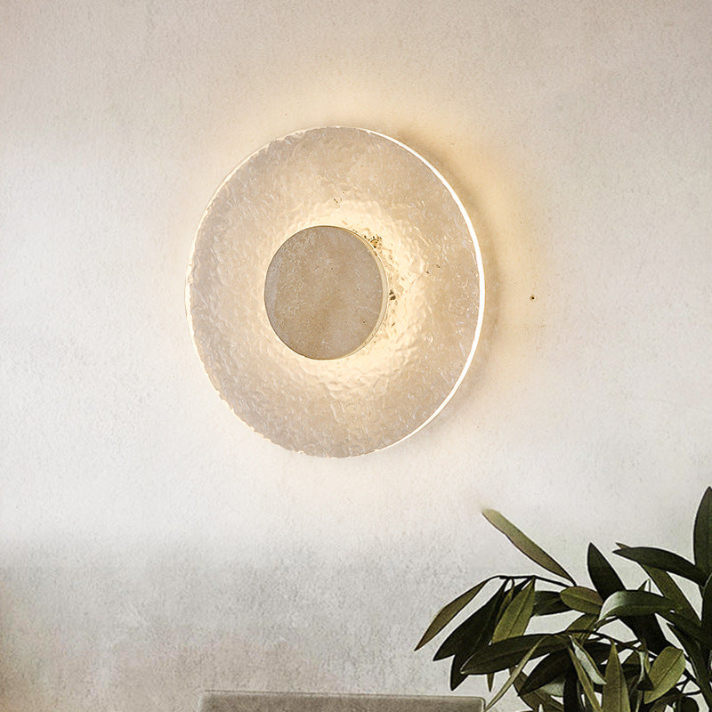 Contemporary Nordic Round Stone Acrylic LED Wall Sconce Lamp For Living Room