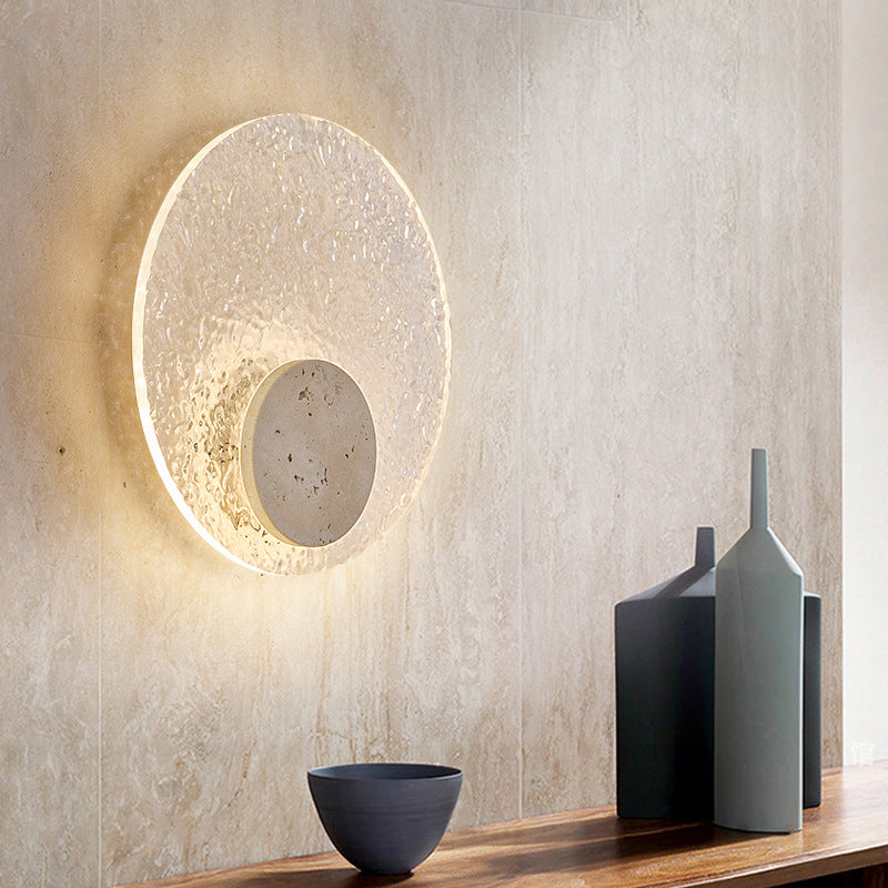 Contemporary Nordic Round Stone Acrylic LED Wall Sconce Lamp For Living Room