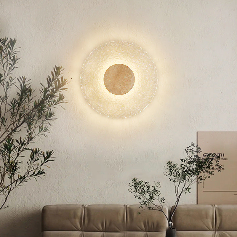Contemporary Nordic Round Stone Acrylic LED Wall Sconce Lamp For Living Room