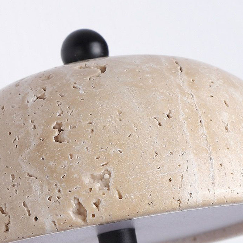 Traditional Japanese Dome Wood Stone LED Wall Sconce Lamp For Living Room
